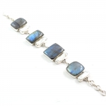 Silver blue fire labradorite and pearl bracelet